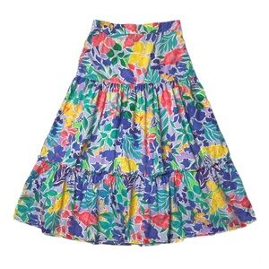 Boston Proper Tiered Floral Poplin Midi Skirt Artsy Feminine